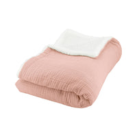 Plaid sherpa e mussola di cotone , 170cm, pesca