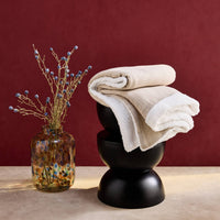 Plaid sherpa e mussola di cotone , 170cm, galet