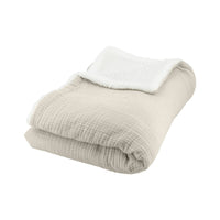 Plaid sherpa e mussola di cotone , 170cm, galet