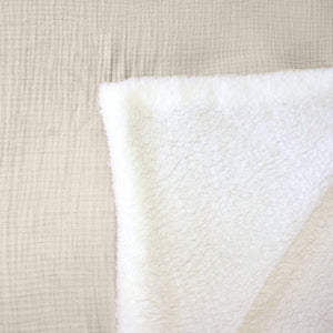 Plaid sherpa e mussola di cotone , 170cm, galet