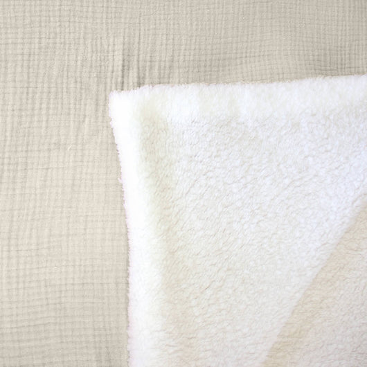 Plaid sherpa e mussola di cotone , 170cm, galet