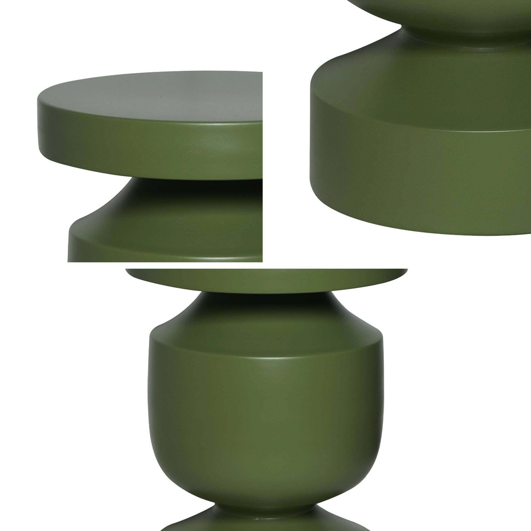 Tavolino, fine divano, comodino in metallo, kaki