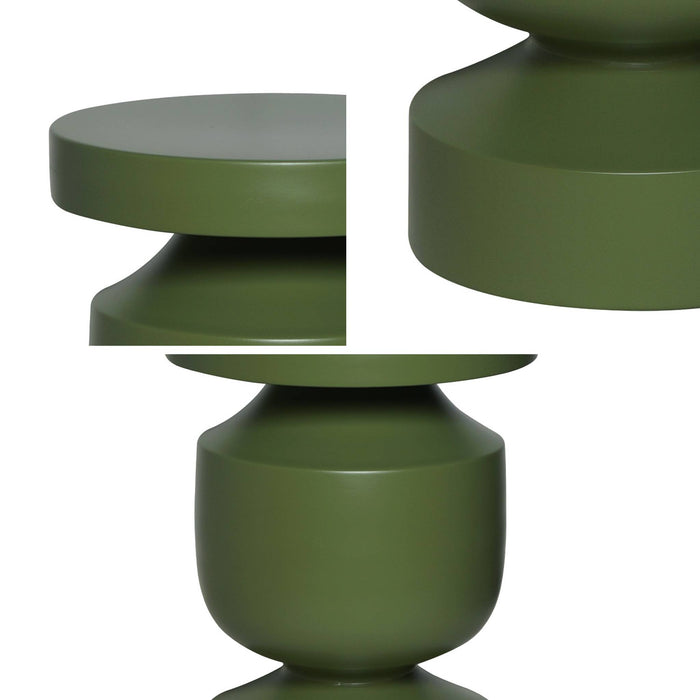 Tavolino, fine divano, comodino in metallo, kaki