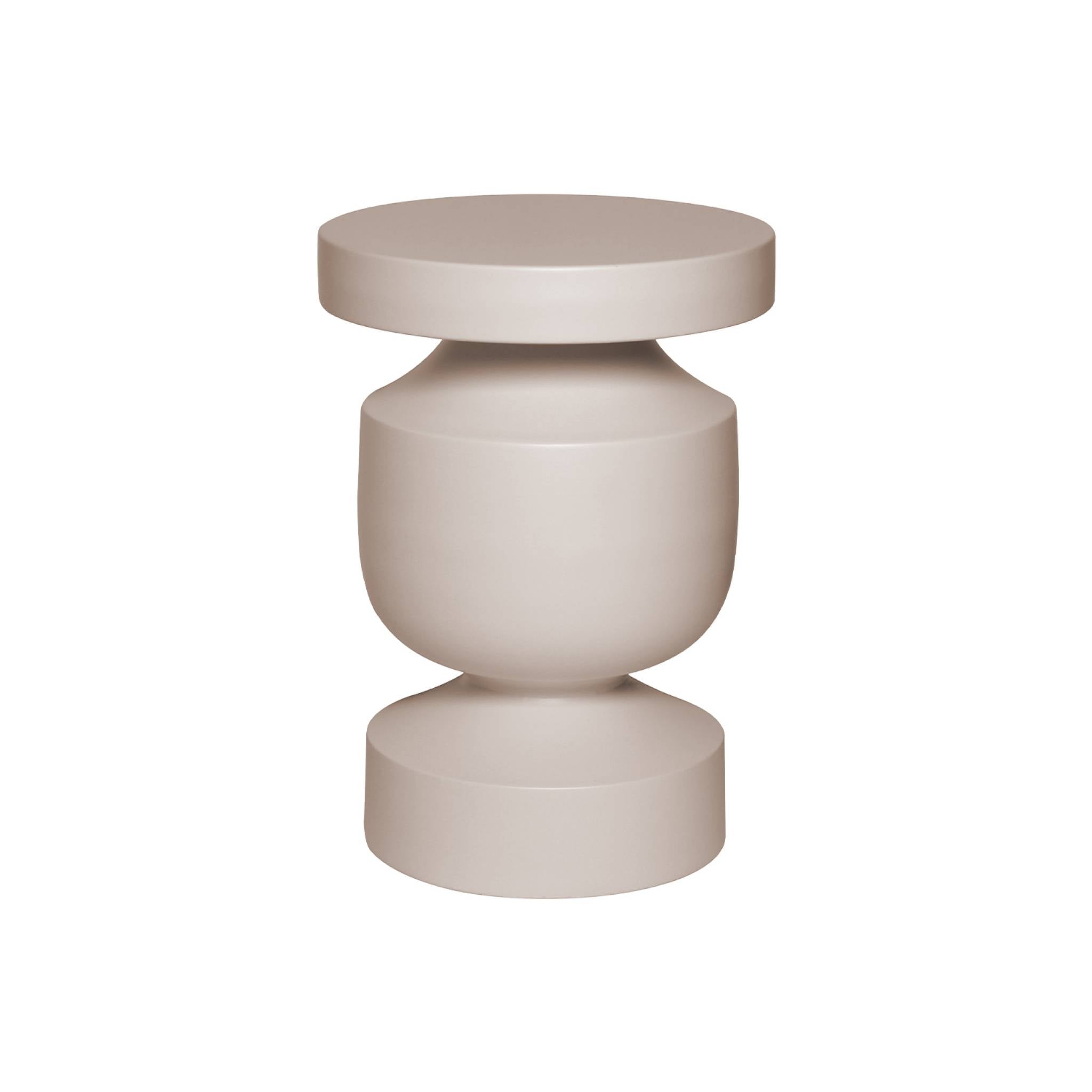 Tavolino, fine divano, comodino in metallo, crema