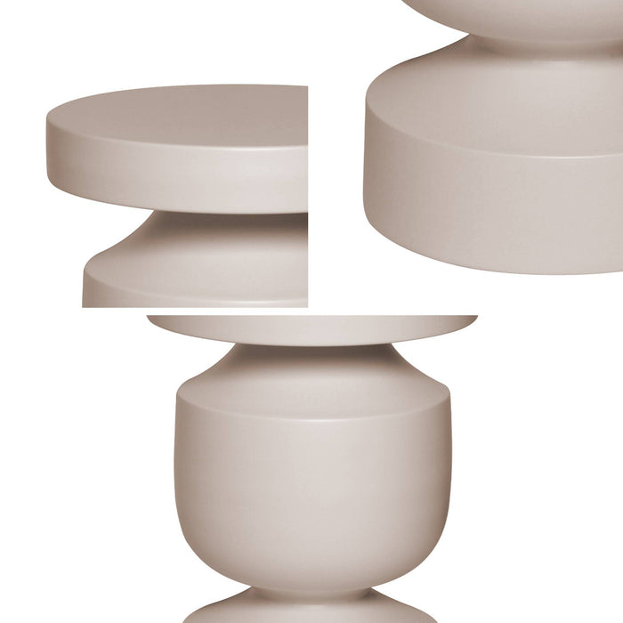 Tavolino, fine divano, comodino in metallo, crema