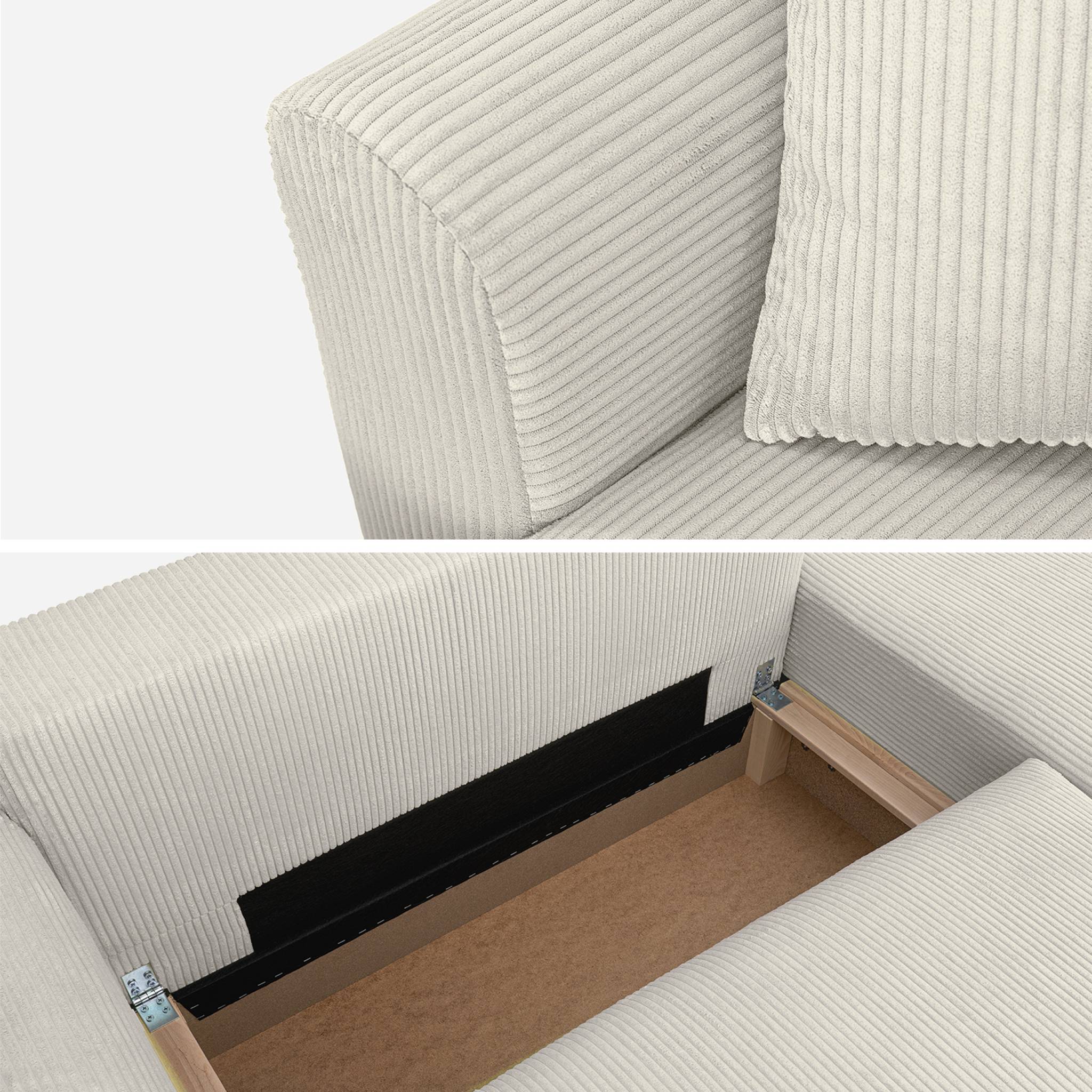 Divano angolare convertibile reversibile 3 posti velluto a coste,