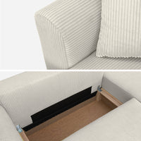 Divano angolare convertibile reversibile 3 posti velluto a coste,