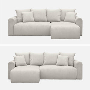 Divano angolare convertibile reversibile 3 posti velluto a coste,