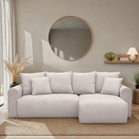 Divano angolare convertibile reversibile 3 posti velluto a coste,