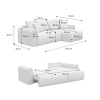 Divano angolare convertibile reversibile 3 posti velluto a coste,