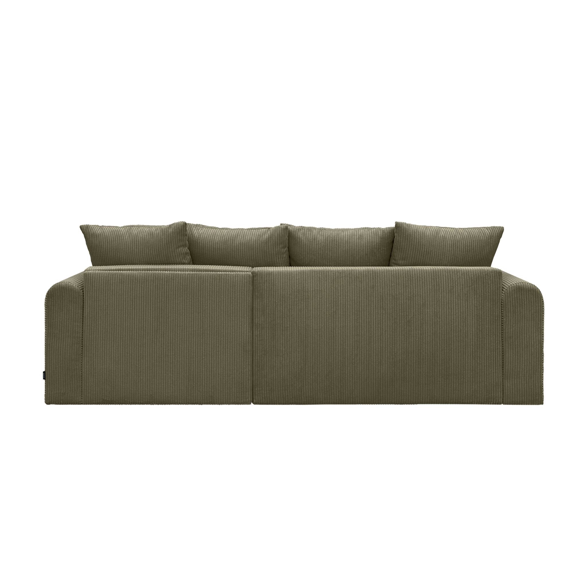 Divano angolare convertibile reversibile 3 posti velluto a coste,