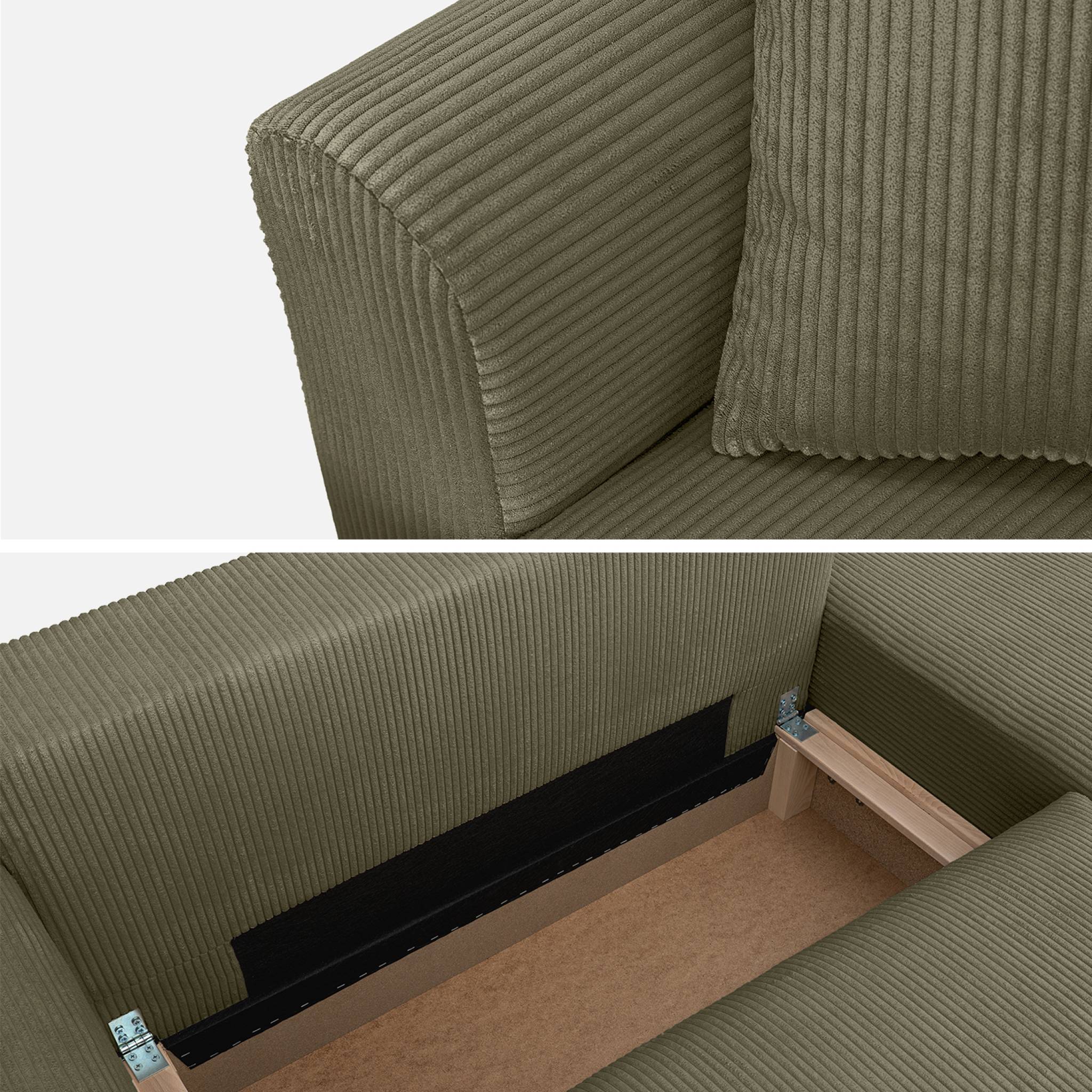 Divano angolare convertibile reversibile 3 posti velluto a coste,