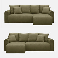 Divano angolare convertibile reversibile 3 posti velluto a coste,