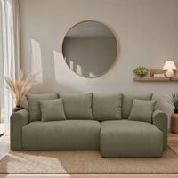 Divano angolare convertibile reversibile 3 posti velluto a coste,