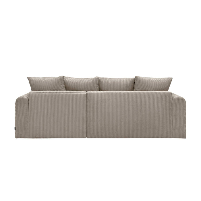 Divano angolare convertibile reversibile 3 posti velluto a coste,