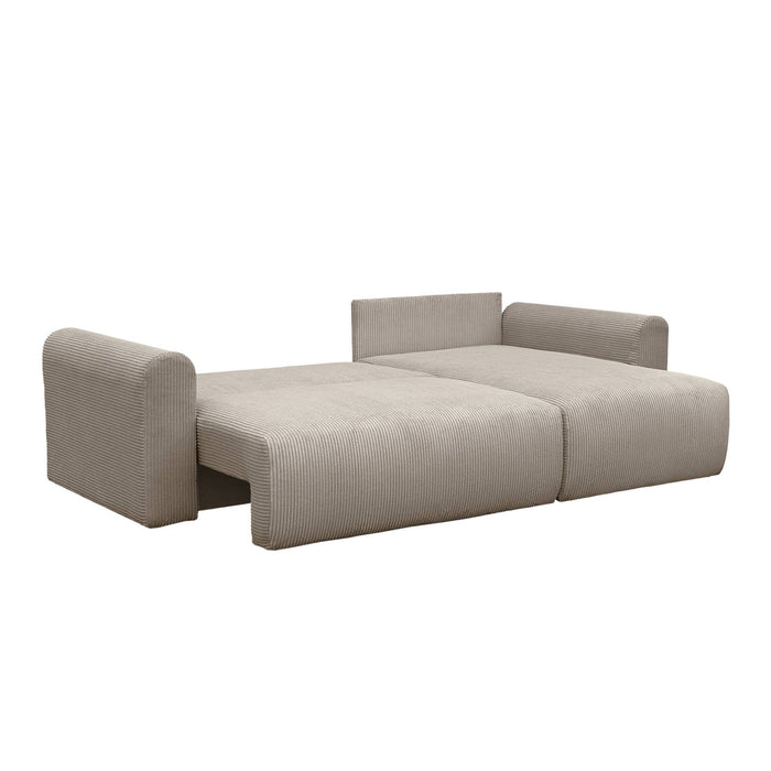 Divano angolare convertibile reversibile 3 posti velluto a coste,