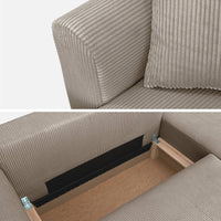 Divano angolare convertibile reversibile 3 posti velluto a coste,