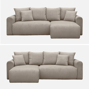 Divano angolare convertibile reversibile 3 posti velluto a coste,