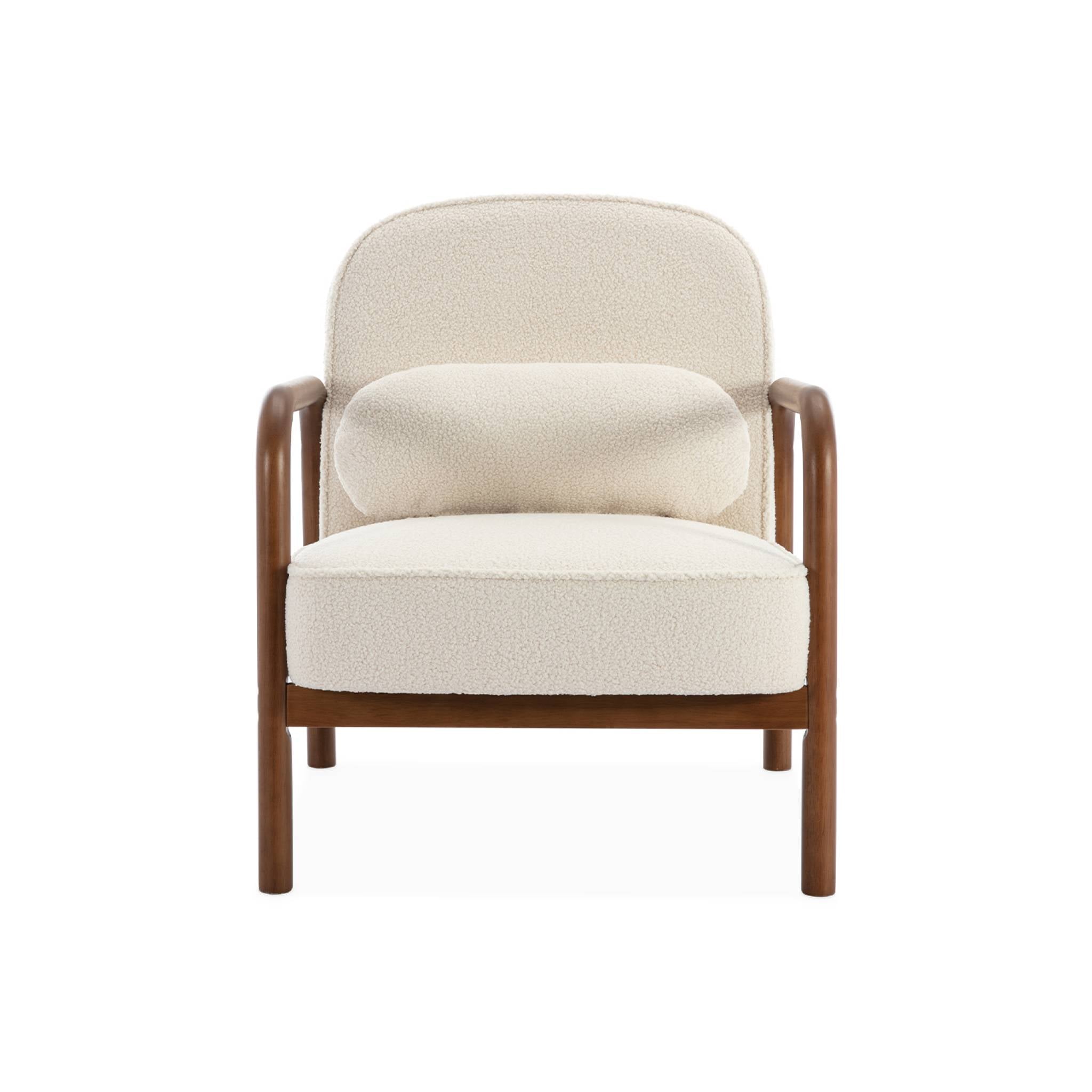 Poltrona scandinava in legno di hevea, bianco