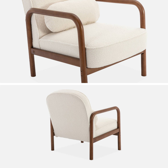 Poltrona scandinava in legno di hevea, bianco