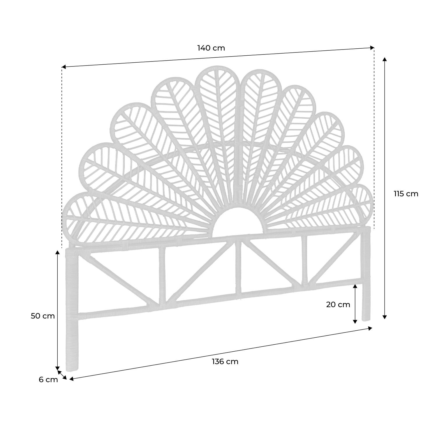 Testata in rattan naturale