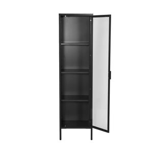 Credenza, vetrina in acciaio e vetro temperato 1 anta 160cm, nero