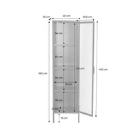Credenza, vetrina in acciaio e vetro temperato 1 anta 160cm, nero