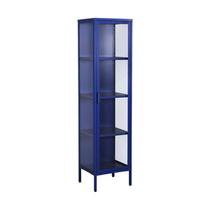 Credenza, vetrina in acciaio e vetro temperato 1 anta 160cm, blu
