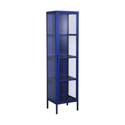 Credenza, vetrina in acciaio e vetro temperato 1 anta 160cm, blu