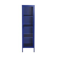 Credenza, vetrina in acciaio e vetro temperato 1 anta 160cm, blu
