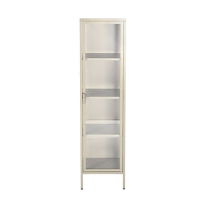 Credenza, vetrina in acciaio e vetro temperato 1 anta 160cm, beige