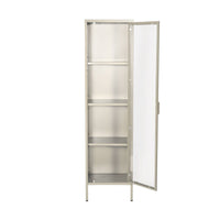 Credenza, vetrina in acciaio e vetro temperato 1 anta 160cm, beige