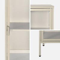 Credenza, vetrina in acciaio e vetro temperato 1 anta 160cm, beige
