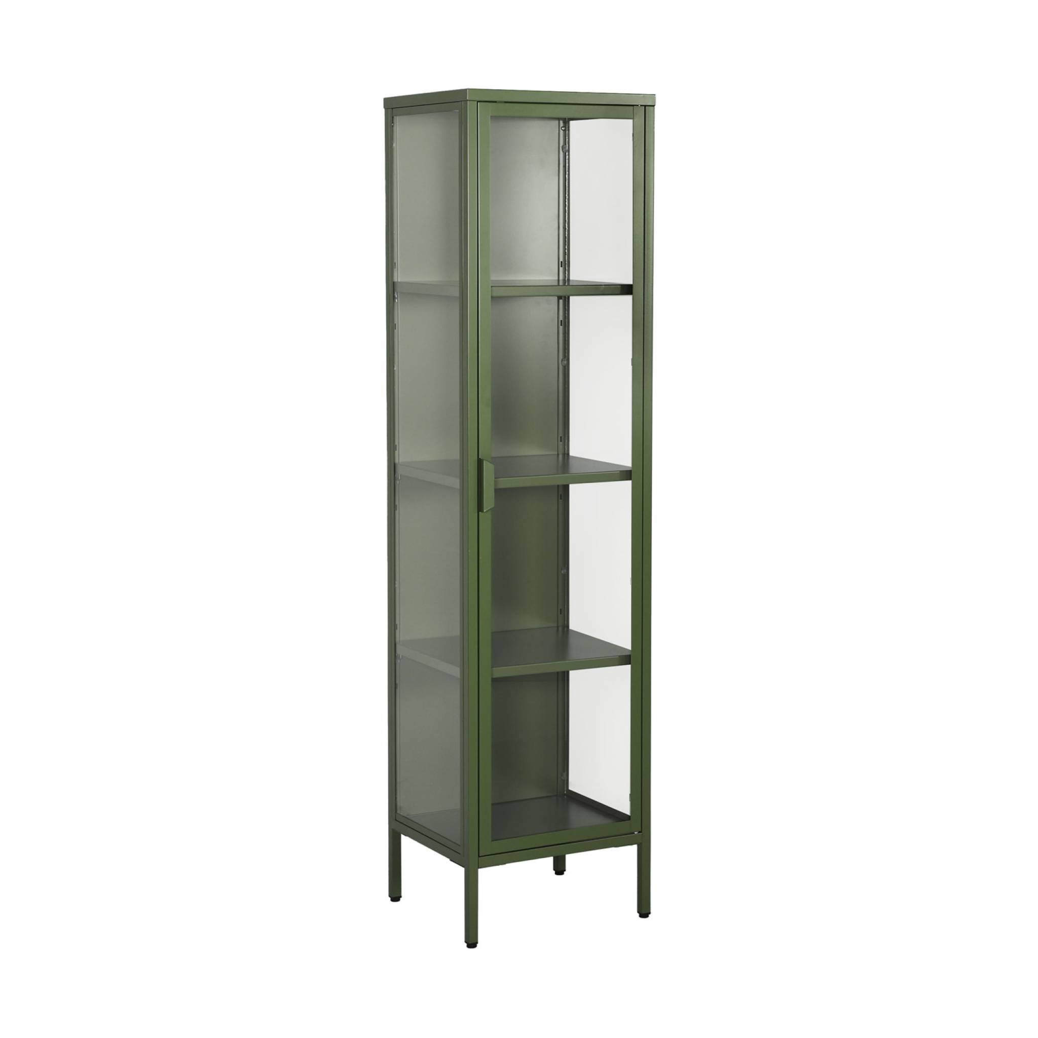Credenza, vetrina in acciaio e vetro temperato 1 anta 160cm, verde