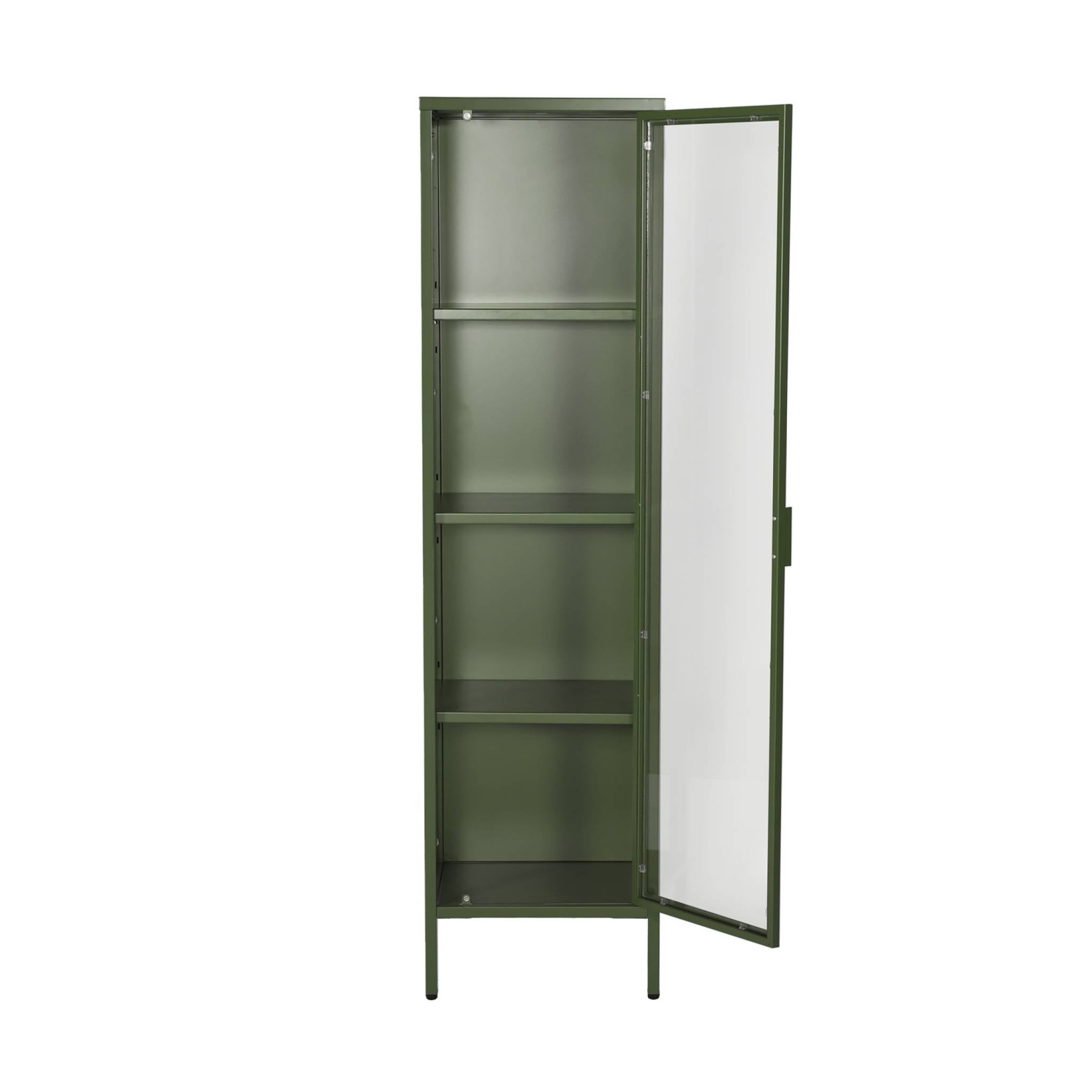 Credenza, vetrina in acciaio e vetro temperato 1 anta 160cm, verde