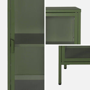 Credenza, vetrina in acciaio e vetro temperato 1 anta 160cm, verde