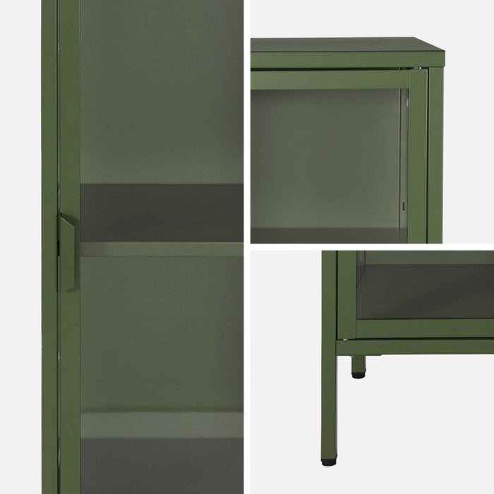 Credenza, vetrina in acciaio e vetro temperato 1 anta 160cm, verde