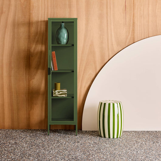 Vetrina in acciaio e vetro temperato con 1 anta, 160cm, verde