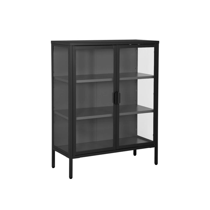 Vetrina in acciaio e vetro temperato con 2 ante, 102cm, nero