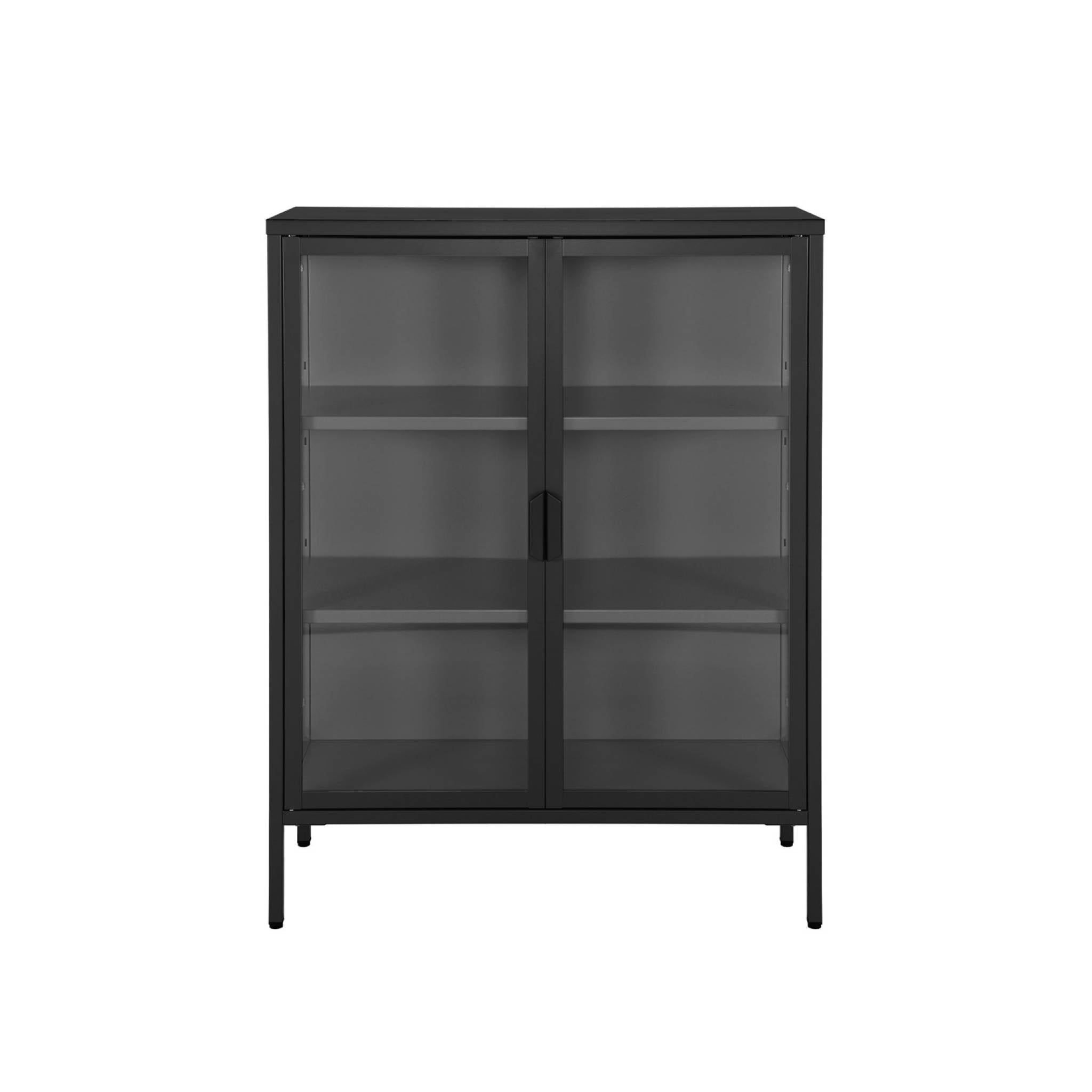 Vetrina in acciaio e vetro temperato con 2 ante, 102cm, nero