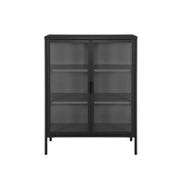 Vetrina in acciaio e vetro temperato con 2 ante, 102cm, nero