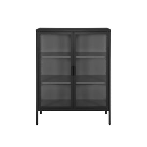 Vetrina in acciaio e vetro temperato con 2 ante, 102cm, nero