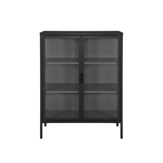 Vetrina in acciaio e vetro temperato con 2 ante, 102cm, nero