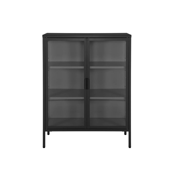 Vetrina in acciaio e vetro temperato con 2 ante, 102cm, nero