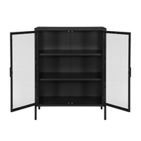 Vetrina in acciaio e vetro temperato con 2 ante, 102cm, nero