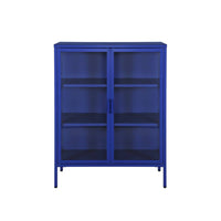 Vetrina in acciaio e vetro temperato con 2 ante, 102cm, blu