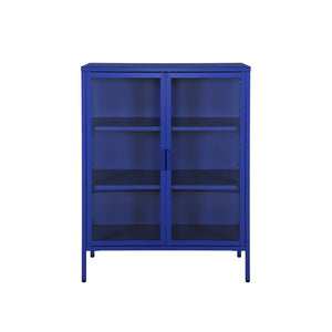 Vetrina in acciaio e vetro temperato con 2 ante, 102cm, blu