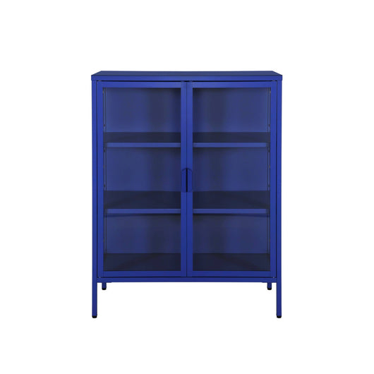Vetrina in acciaio e vetro temperato con 2 ante, 102cm, blu