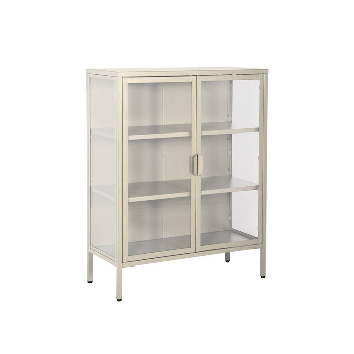 Vetrina in acciaio e vetro temperato con 2 ante, 102cm, beige