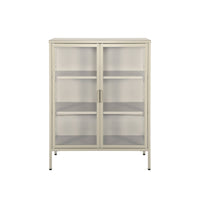 Vetrina in acciaio e vetro temperato con 2 ante, 102cm, beige